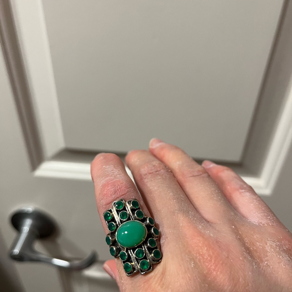 Nicky Butler Green and Silver Statement Ring